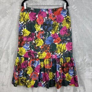 Dries Van Noten Women's Midi Skirt Size 42 Bright Colorful Floral Tiered Luxury